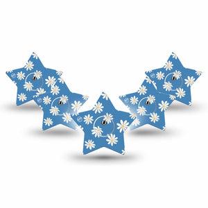 ExpressionMed Painted Daisies Freestyle Libre 3 and Libre 3 Plus Star Shape Tape 5-Pack Tape + 5-Pack Sticker Painted Artwork Themed, Patch CGM Design