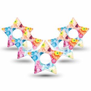 ExpressionMed Watercolor Poppies Freestyle Libre 3 Star Shape 5-Pack Flowing Hues Plaster CGM Design