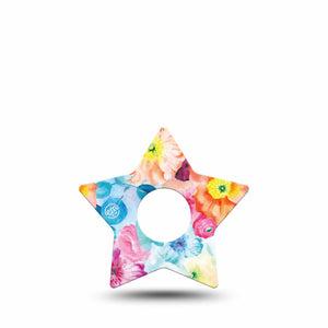 ExpressionMed Watercolor Poppies Freestyle Libre 3 Star Shape Single Watercolor Bliss Plaster CGM Design