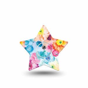 ExpressionMed Watercolor Poppies Freestyle Libre 3 and Libre 3 Plus Star Shape Tape Single Tape and Single Sticker Watercolor Bliss  Patch CGM Design
