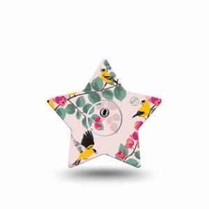 ExpressionMed Yellow Finch Freestyle Libre 3 and Libre 3 Plus Star Shape Tape Single Tape and Single Sticker Golden Plumage, Patch CGM Design