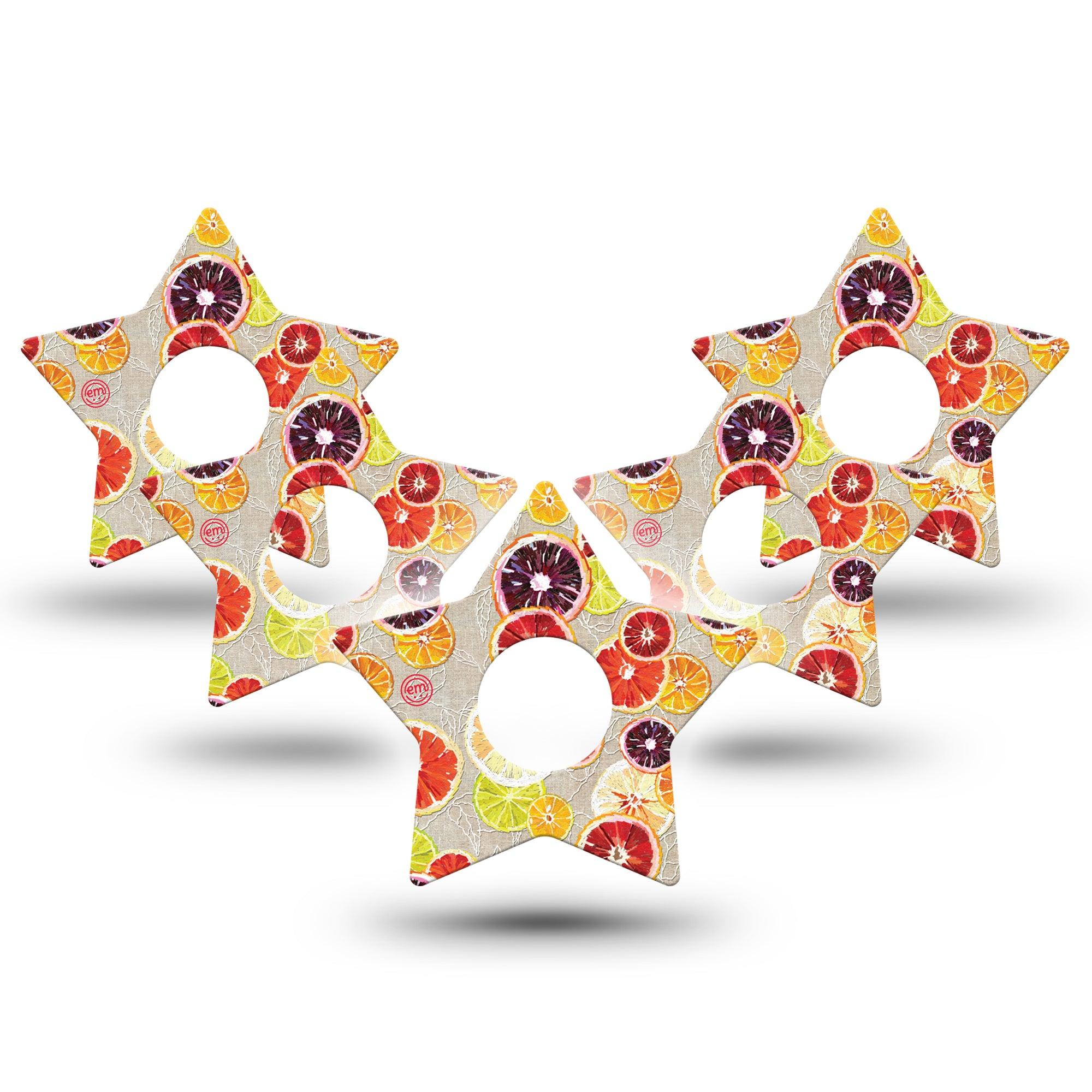 ExpressionMed Citrus Slices Star Libre 3 Tape, 5-Pack, Sweet Tangy Fruit Themed, CGM Overlay Patch Design