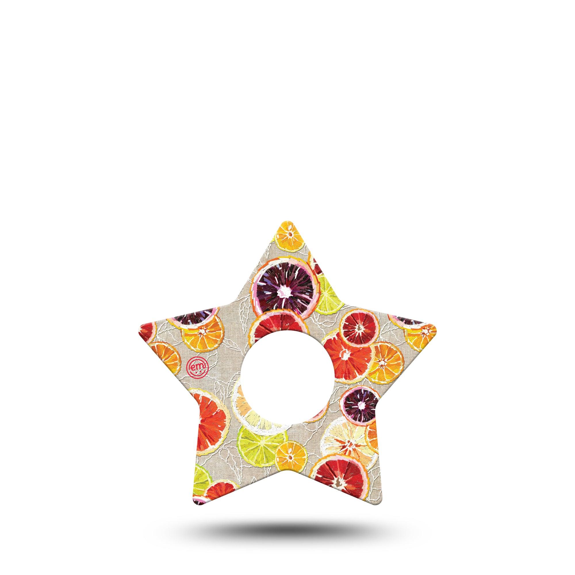ExpressionMed Citrus Slices Star Libre 3 Tape, Single, Dried Fruits Themed, CGM Plastic Patch Design