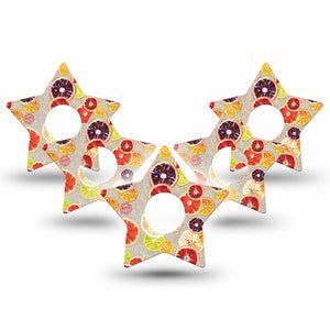 ExpressionMed Citrus Slices Star Libre 3 Tape, 5-Pack, Sweet Tangy Fruit Themed, CGM Overlay Patch Design