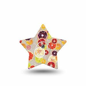 ExpressionMed Citrus Slices Star Libre 3 Tape, Single Sticker and Tape, Dried Fruits Themed, CGM Plastic Patch Design