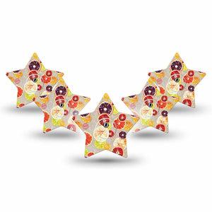 ExpressionMed Citrus Slices Star Libre 3 Tape, 5-Pack Tape and 5-Pack Sticker, Sweet Tangy Fruit Themed, CGM Overlay Patch Design