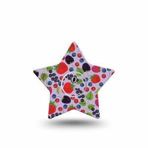 ExpressionMed Wild Berries Star Libre 3 Tape, Single, Exotic Berries Themed, CGM Overlay Patch Design with center sticker