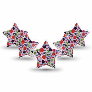 ExpressionMed Wild Berries Star Libre 3 Tape, 5-Pack, Edible Berries Themed, CGM Adhesive Patch Design with center stickers