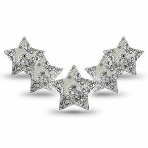 ExpressionMed Black Lace Freestyle Libre 3 and Libre 3 Plus Star Shape Tape 5-Pack Tape and 5-Pack Sticker Intricate Design, Patch CGM Design