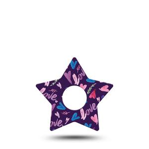 ExpressionMed Watercolor Love Star Libre 3 Tape, Single, Purple Love Inspired, CGM Adhesive Patch Design