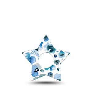ExpressionMed Sapphire Petals Freestyle Libre 3 Star Shape Tape Single Sky blue flower design Patch CGM Design