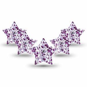 ExpressionMed Textured Petals Freestyle Libre 3 Star Shape Tape 5-Pack Tape and 5-Pack Sticker Grooved Petals Patch CGM Design