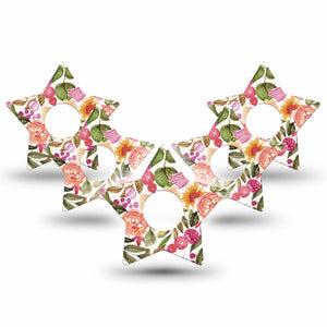 ExpressionMed Spring Bouquet Freestyle Libre 3 Star Shape Tape 5-Pack Spring Bouquet Patch CGM Design