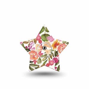 ExpressionMed Spring Bouquet Freestyle Libre 3 Star Shape Tape Single Tape Botanical Bouquet Patch CGM Design with Center Sticker