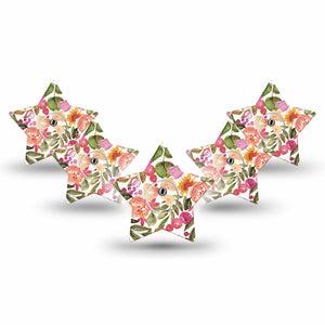 ExpressionMed Spring Bouquet Freestyle Libre 3 Star Shape Tape 5-Pack Spring Bouquet Patch CGM Design with Center Stickers