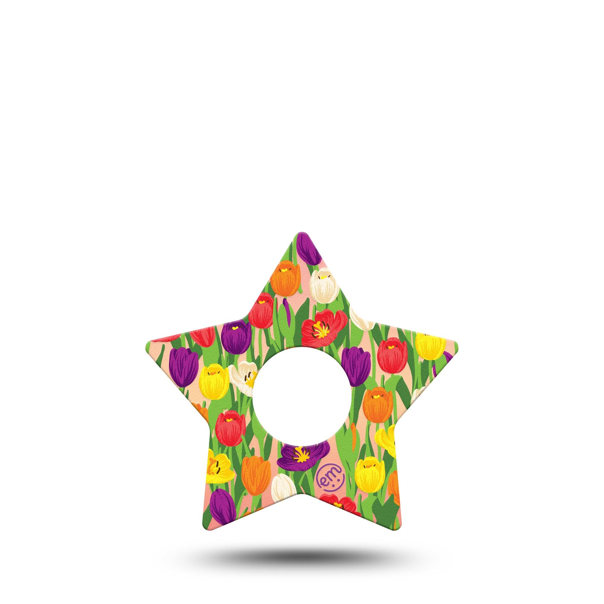 ExpressionMed Tulips Star Libre 3 Tape, Single, Spring Flowerets Themed, CGM Overlay Patch Design