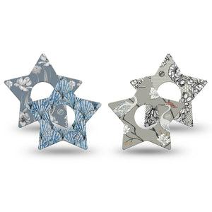 ExpressionMed Graceful Shores Freestyle Libre 3 and Libre 3 Plus Star, 4-Pack Tape, Floral vines cranes Overlay Tape for CGM