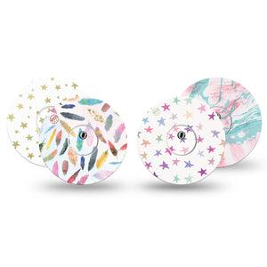 ExpressionMed Kaleidoscopic Variety Pack Freestyle Libre 3 Tape and Sticker, 8-Pack Variety, Prismatic Tones, CGM Adhesive Tape Design