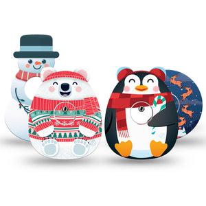 ExpressionMed Jingle All The Way Variety Pack Freestyle Libre 3 Tape 4-Pack Tape and 4-Pack Sticker Variety Christmas Animals, Adhesive Tape Continuous Glucose Monitor Design