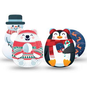 ExpressionMed Jingle All The Way Variety Pack Freestyle Libre 3 Tape 4-Pack Tape Variety Adorable Christmas Illustrations, Adhesive Tape CGM Design