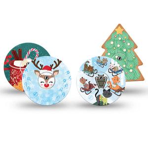 ExpressionMed Merry Moments Variety Pack Freestyle Libre 3 Tape 4-Pack Tape and 4-Pack Sticker Variety Christmas Cookies And Cocoa, Adhesive Tape Continuous Glucose Monitor Design