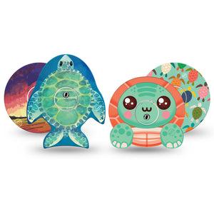 ExpressionMed Reef Riders Variety Pack Freestyle Libre 3 and Libre 3 Plus Tape 4-Pack Tape and 4-Pack Sticker Beachy Cute Animals, Adhesive Tape Continuous Glucose Monitor Design