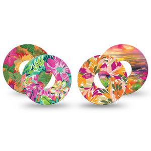 ExpressionMed Tangerine Tropics Variety Pack Freestyle Libre 3 and Libre 3 Plus Tape, 4-Pack Tape Variety Beachside Bloom Fantasy, Adhesive Tape Continuous Glucose Monitor Design