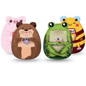 ExpressionMed Buzz, Boink and Splash Variety Pack Freestyle Libre 3 and Libre 3 Plus Gumdrop Shape Tape, 4-Pack Tape and 4-Pack Sticker Variety Cute Animal Friends, Overlay Patch CGM Design