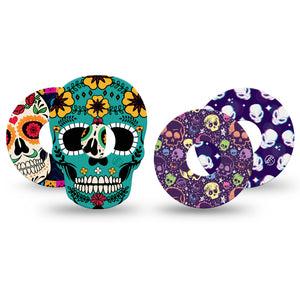 ExpressionMed Skulls Variety Pack Freestyle Libre 3 and Libre 3 Plus Tape, 4-Pack Tape Variety, Kids Halloween Decals, Adhesive Tape Continuous Glucose Monitor Design