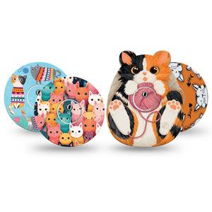 ExpressionMed Purrfectly Playful Variety Pack Freestyle Libre 3 and Libre 3 Plus Tape, 4-Pack Tape and 4-Pack Stickers Variety Cute Kittens, Adhesive Tape Continuous Glucose Monitor Design