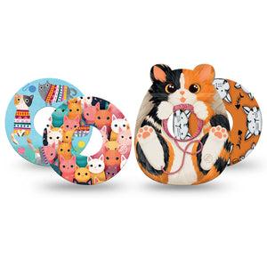 ExpressionMed Purrfectly Playful Variety Pack Freestyle Libre 3 and Libre 3 Plus Tape, 4-Pack Tape Variety Cartoon Cats, Adhesive Tape Continuous Glucose Monitor Design