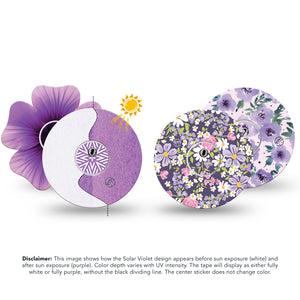 ExpressionMed Purple Hues Variety Pack Freestyle Libre 3 and Libre 3 Plus Tape, 4-Pack Tape and 4-Pack Stickers Variety UV-Activated Purple, Adhesive Tape Continuous Glucose Monitor Design
