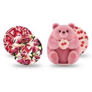 ExpressionMed Bear Hugs Freestyle Libre 3 and Libre 3 Plus, 4-Pack Tape Pinks and reds Best Covers for CGM