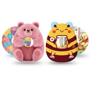 ExpressionMed Bear Necessities Freestyle Libre 3 and Libre 3 Plus, 4-Pack Tape Bears and bees Best Covers for CGM