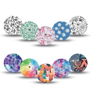 ExpressionMed Girls Holiday Gift Set Freestyle Libre 3 and Libre 3 Plus, 10-Pack Tape and 10-Pack Sticker, Cute Flowers & Happy Hues Accessories for Continuous Glucose Monitor