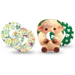 ExpressionMed St Pattys VP Freestyle Libre 3 and Libre 3 Plus, 4-Pack Tape Shamrocks and florals Best Covers for CGM