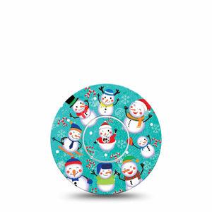 Snowman Celebration Libre 2 Perfect Fit Patch, Single Tape, Winter Themed CGM Adhesive Tape Design, Abbott Lingo with center sticker