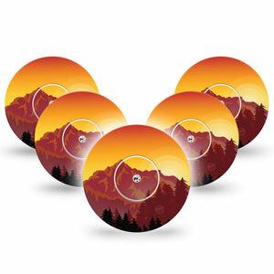 Sunset Mountain Libre Cover 5-Pack Tape and 5-Pack Sticker, Abbott Lingo