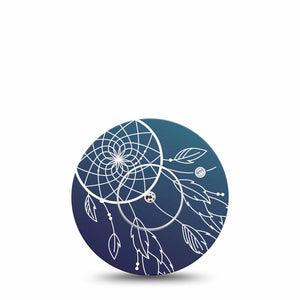 ExpressionMed Blue Dreamcatcher Freestyle Libre and Libre 2 Plus Tape, Abbott Lingo, Single Tape and Single Sticker Dreamcatcher Design, Fixing Ring Tape Continuous Glucose Monitor Design