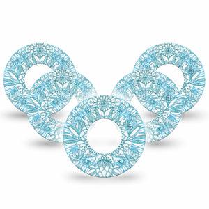 ExpressionMed Aqua Floral Freestyle Libre 2 and Libre 2 Plus Tape, Abbott Lingo, 5-Pack Tape Ocean Blossoms Adhesive Patch CGM Design