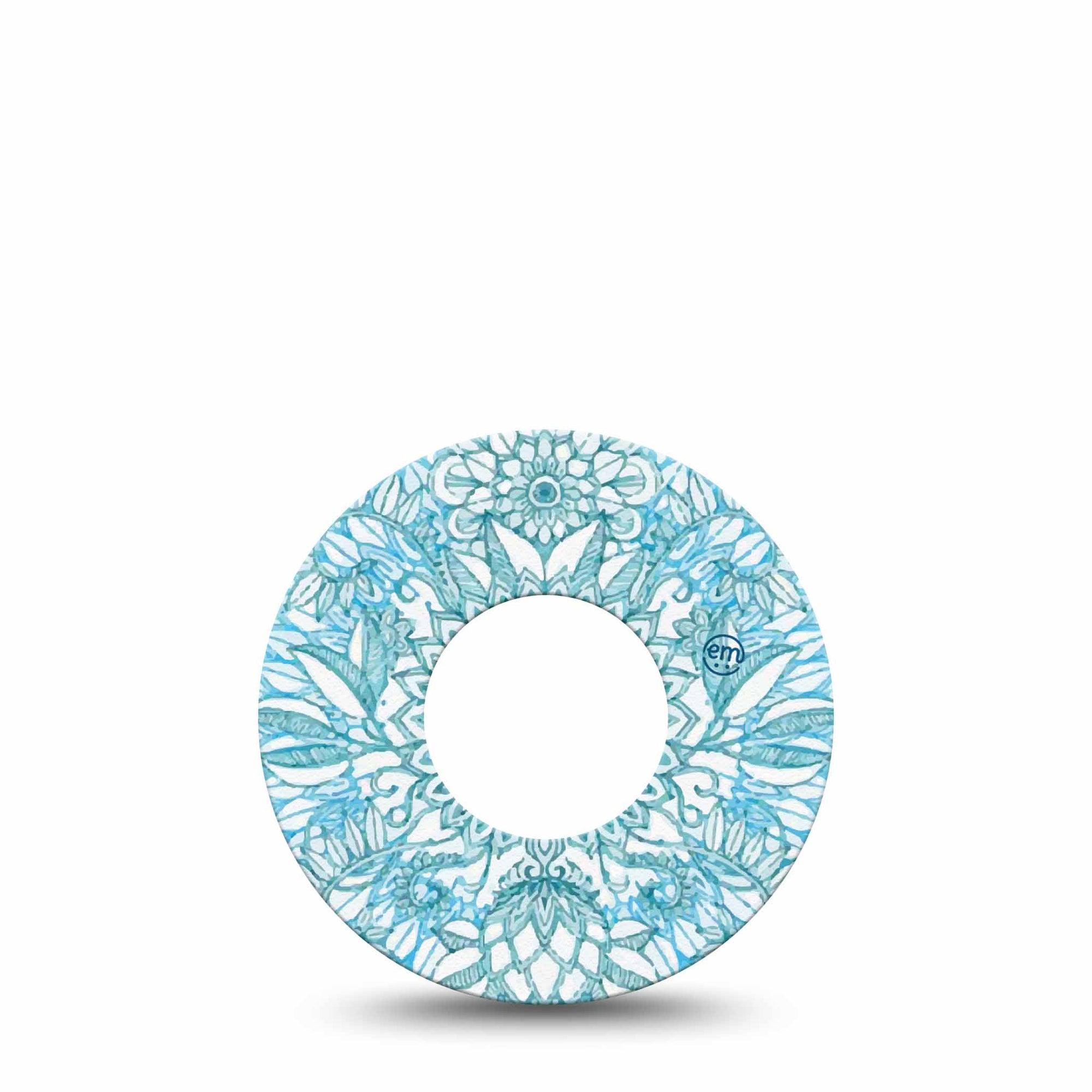 ExpressionMed Aqua Floral Freestyle Libre 2 and Libre 2 Plus Tape, Abbott Lingo, Single Tape Mint Florals Adhesive Patch CGM Design
