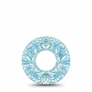 ExpressionMed Aqua Floral Freestyle Libre 2 and Libre 2 Plus Tape, Abbott Lingo, Single Tape Mint Florals Adhesive Patch CGM Design