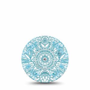 ExpressionMed Aqua Floral Freestyle Libre 2 and Libre 2 Plus Tape, Abbott Lingo, Single Tape and Single Sticker Cool Florals Adhesive Patch CGM Design