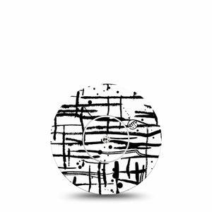 Black and White Drip Libre Tape, Abbott Lingo with center sticker