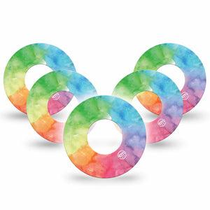 ExpressionMed Rainbow Clouds Libre 5-Pack Tape multicolor plaster design, Abbott Lingo