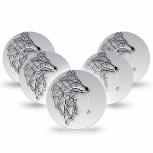 ExpressionMed Iron Wolf Libre Cover 5-Pack Tape and 5-Pack Sticker, Abbott Lingo