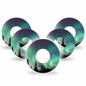 ExpressionMed Northern Lights Freestyle Libre and Libre 2 Plus Tape, Abbott Lingo, 5-Pack Tape, Colorful Night Sky CGM Overpatch Design, Dexcom Stelo Glucose Biosensor System