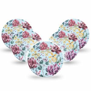Botanical Blooms Libre CGM Cover, Abbott Lingo 5-Pack with center stickers