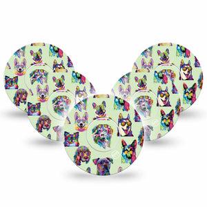 ExpressionMed Dog Party Libre Overpatch 5-Pack, Abbott Lingo with center stickers