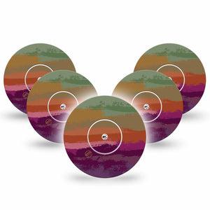 ExpressionMed Falling Colors Libre CGM Cover 5-Pack, Abbott Lingo with center stickers